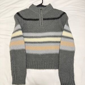 Cozy Gray Striped Kids Sweater